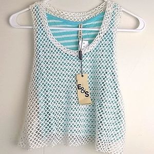 Emma and Sam Mesh Layered Summery Crop Top Size S